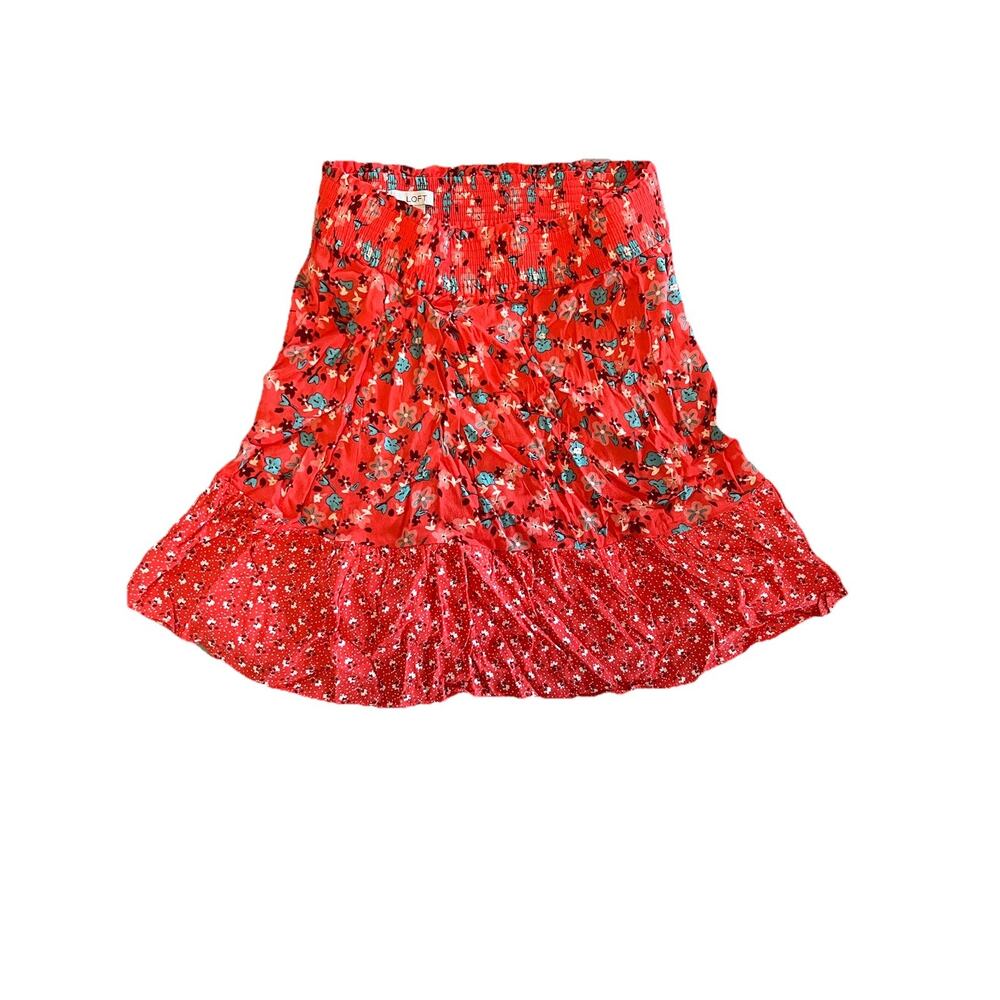 LOFT Ann Taylor Pink Floral Skirt Stretch Size XS￼